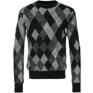 Saint Laurent Argyle Embroidered Sweater